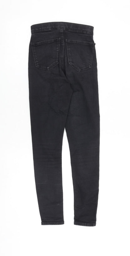 Topshop Womens Black Cotton Skinny Jeans Size 25 in Regular Zip