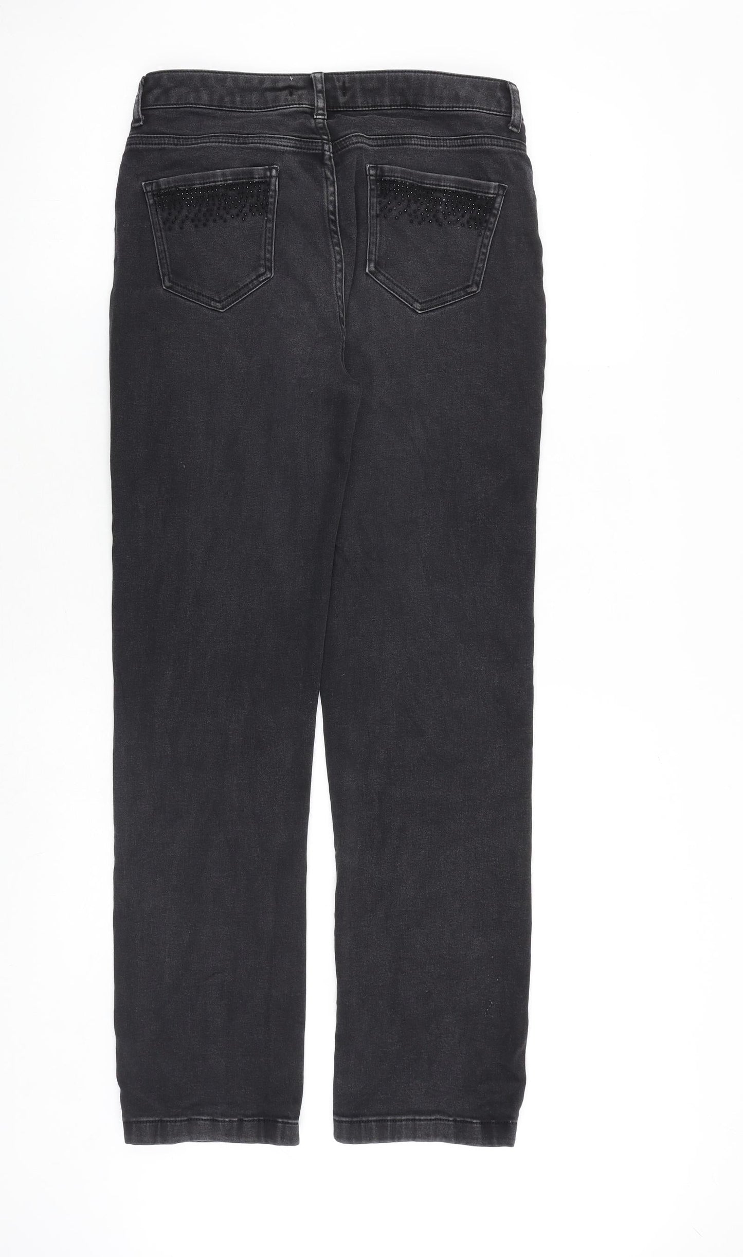 Per Una Womens Grey Cotton Straight Jeans Size 28 in Regular Zip