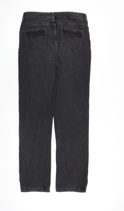 Per Una Womens Grey Cotton Straight Jeans Size 28 in Regular Zip