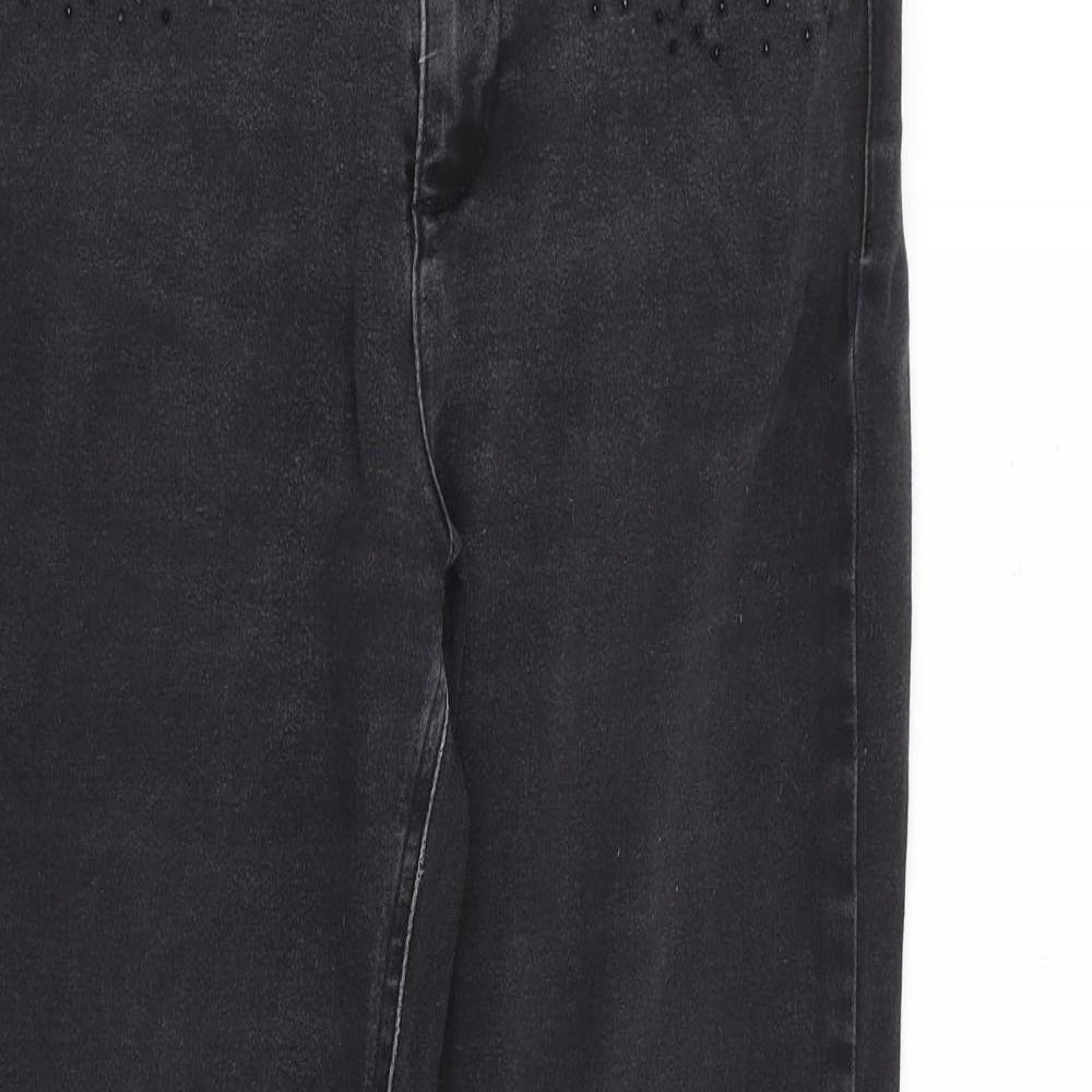 Per Una Womens Grey Cotton Straight Jeans Size 28 in Regular Zip