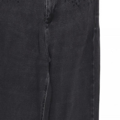 Per Una Womens Grey Cotton Straight Jeans Size 28 in Regular Zip