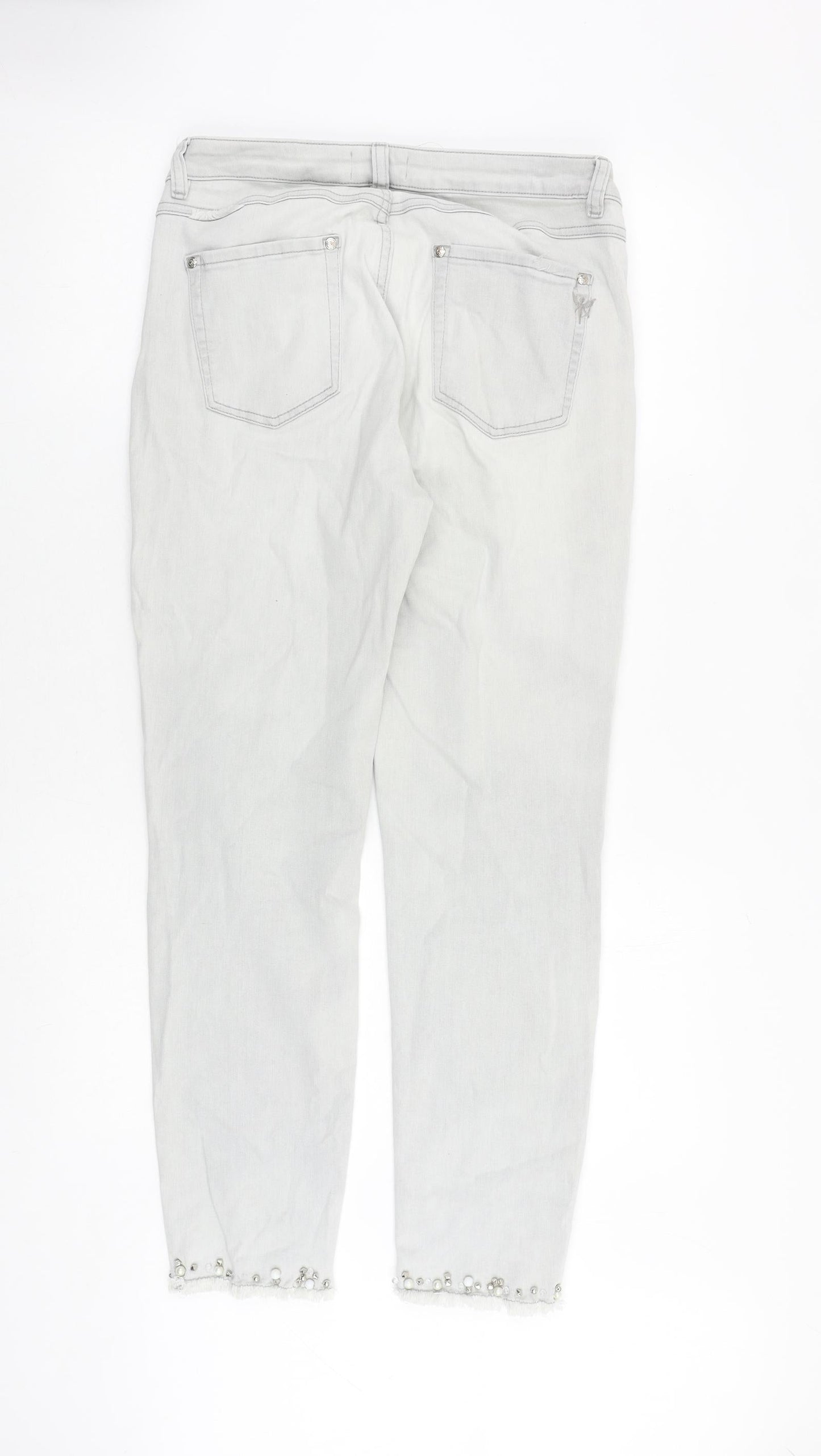 monari Womens Grey Cotton Mom Jeans Size 30 in Regular Zip