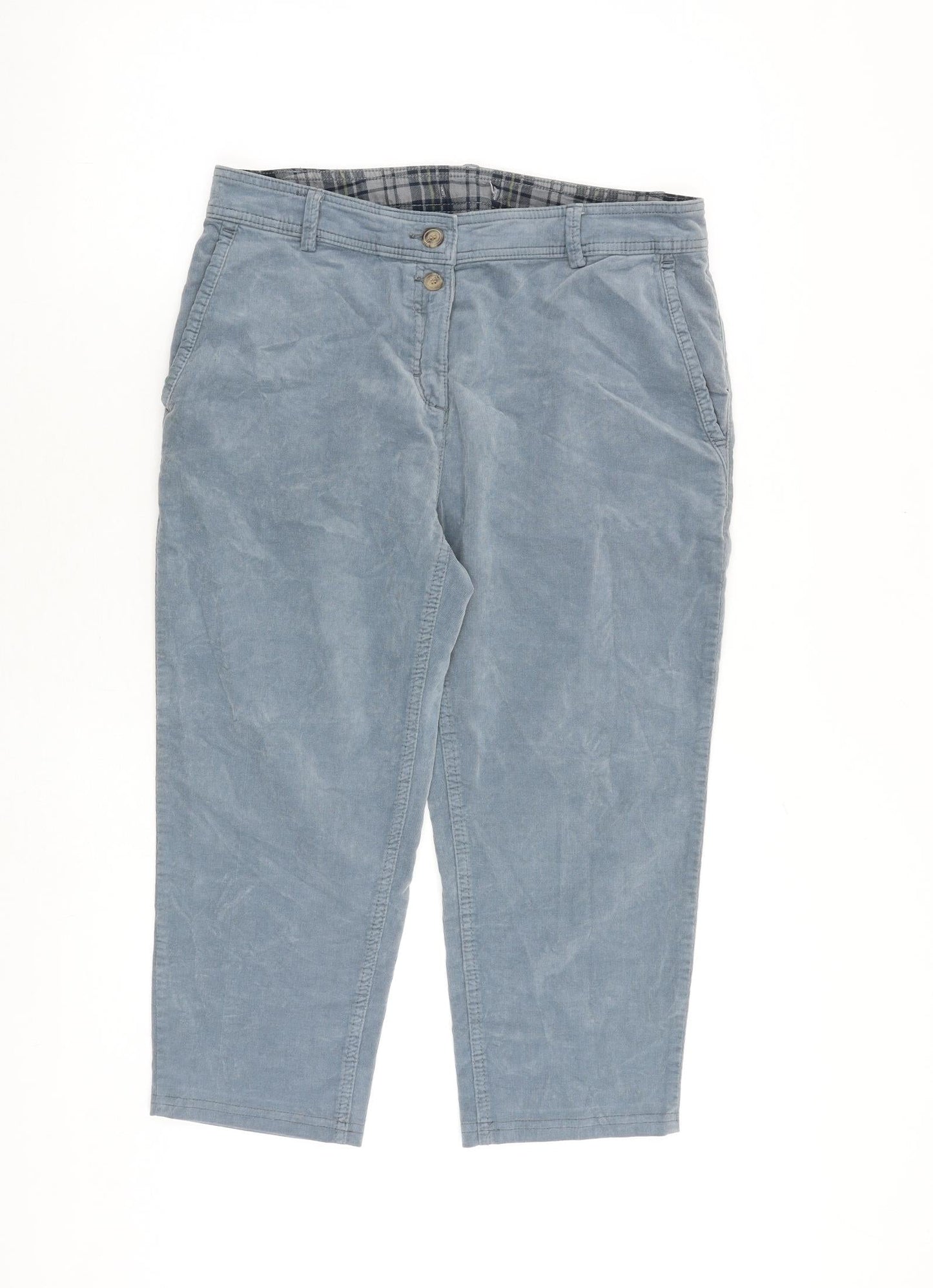 EDC Womens Blue Cotton Trousers Size 32 in Regular Zip