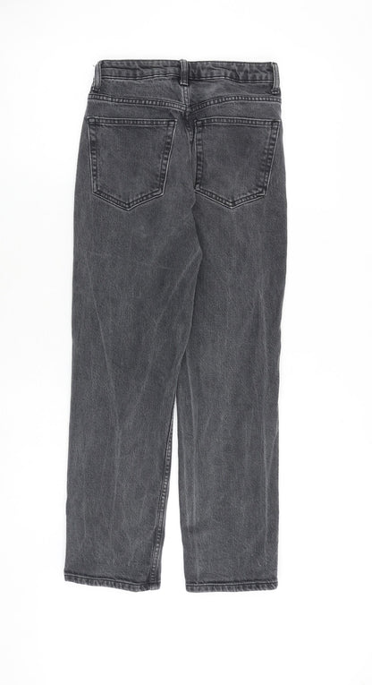 Topshop Womens Grey Cotton Straight Jeans Size 25 in L30 in Regular Zip