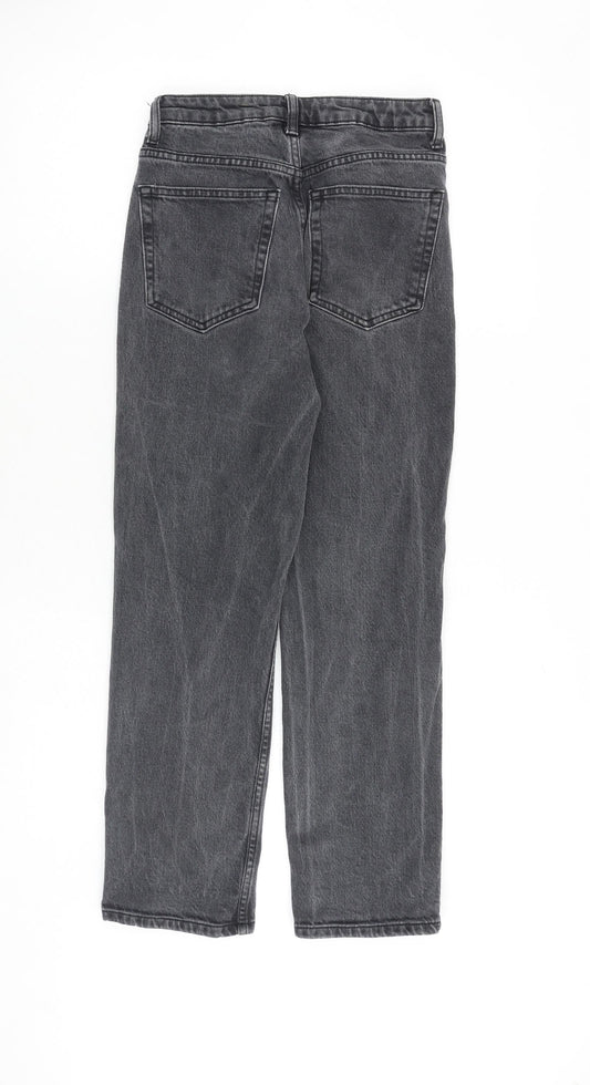 Topshop Womens Grey Cotton Straight Jeans Size 25 in L30 in Regular Zip