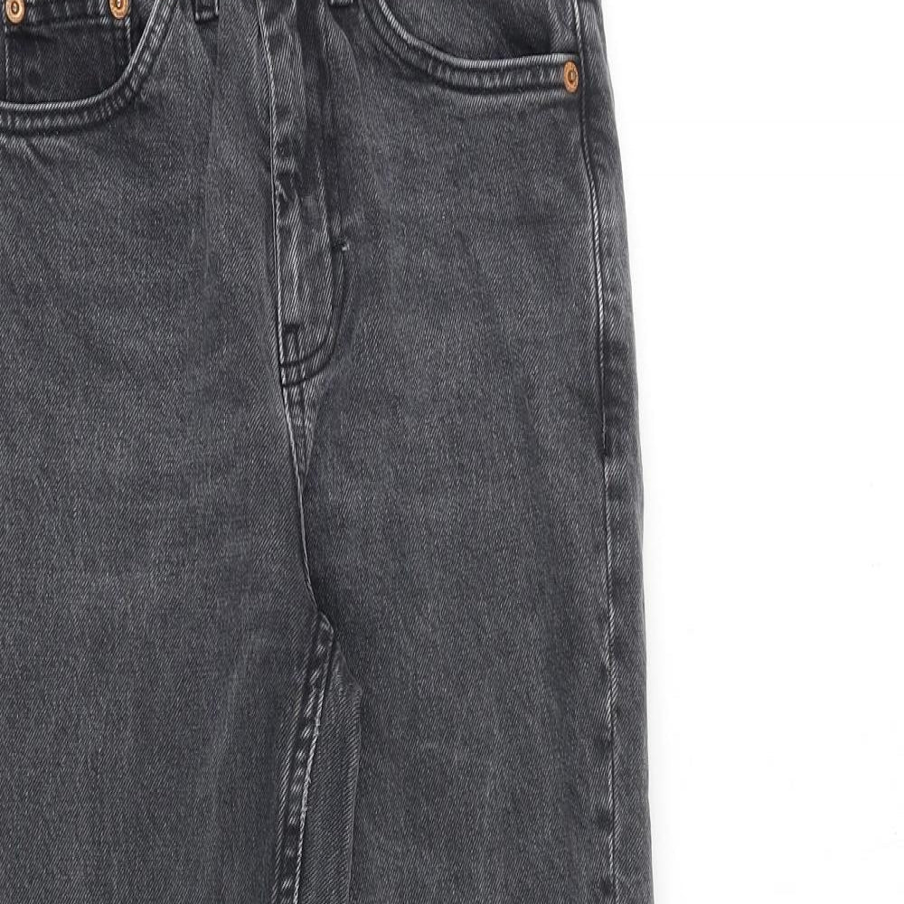 Topshop Womens Grey Cotton Straight Jeans Size 25 in L30 in Regular Zip