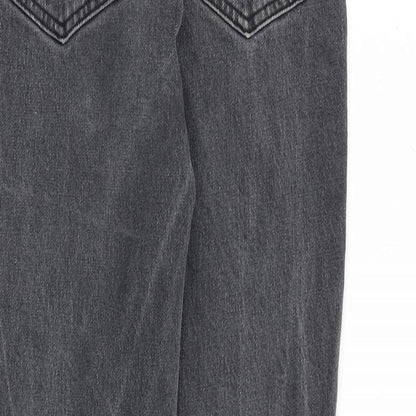 Topshop Womens Grey Cotton Straight Jeans Size 25 in L30 in Regular Zip