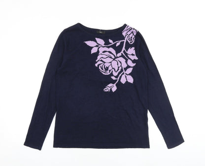 Womens UK Size 10 M&Co Blue Pullover Jumper