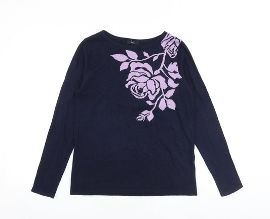 Womens UK Size 10 M&Co Blue Pullover Jumper