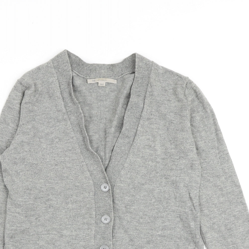 Gap Womens Grey V-Neck Nylon Cardigan Jumper Size XS