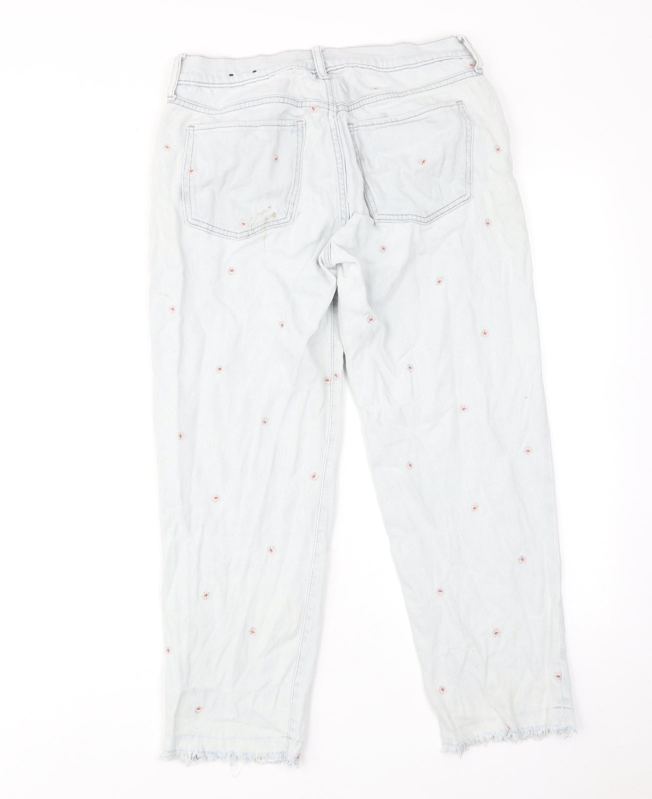 Gap Womens Blue Floral Cotton Straight Jeans Size 6 Regular Zip