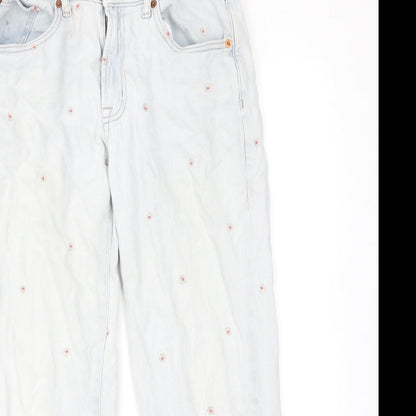 Gap Womens Blue Floral Cotton Straight Jeans Size 6 Regular Zip