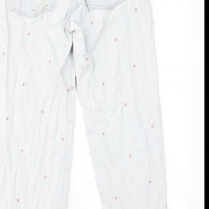 Gap Womens Blue Floral Cotton Straight Jeans Size 6 Regular Zip