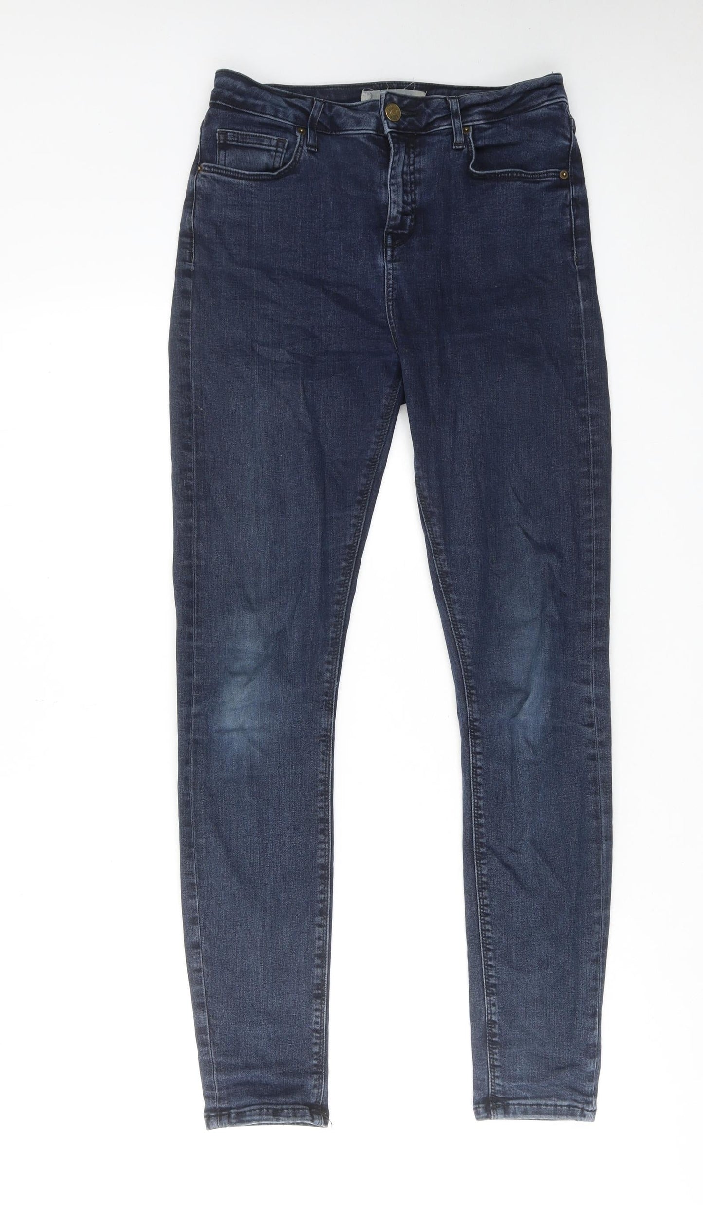 Topshop Womens Blue Cotton Skinny Jeans Size 28 in L32 in Regular Zip