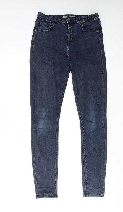 Topshop Womens Blue Cotton Skinny Jeans Size 28 in L32 in Regular Zip