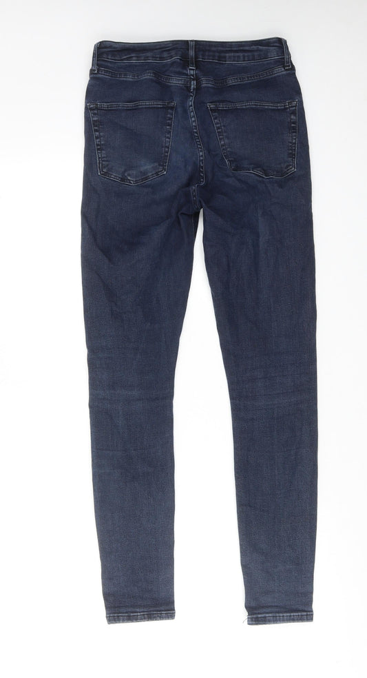 Topshop Womens Blue Cotton Skinny Jeans Size 28 in L32 in Regular Zip