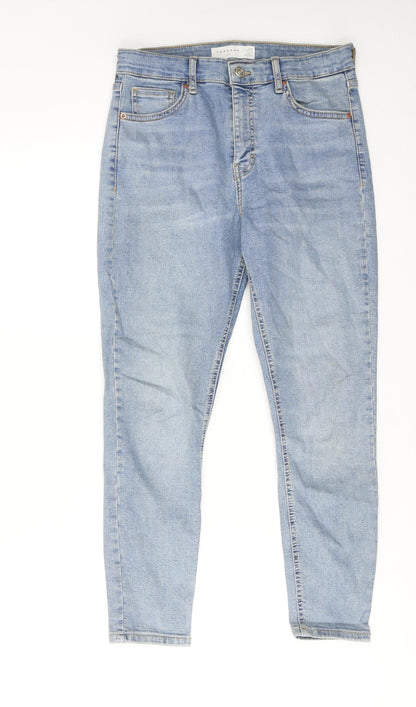Topshop Womens Blue Cotton Skinny Jeans Size 30 in L28 in Regular Zip