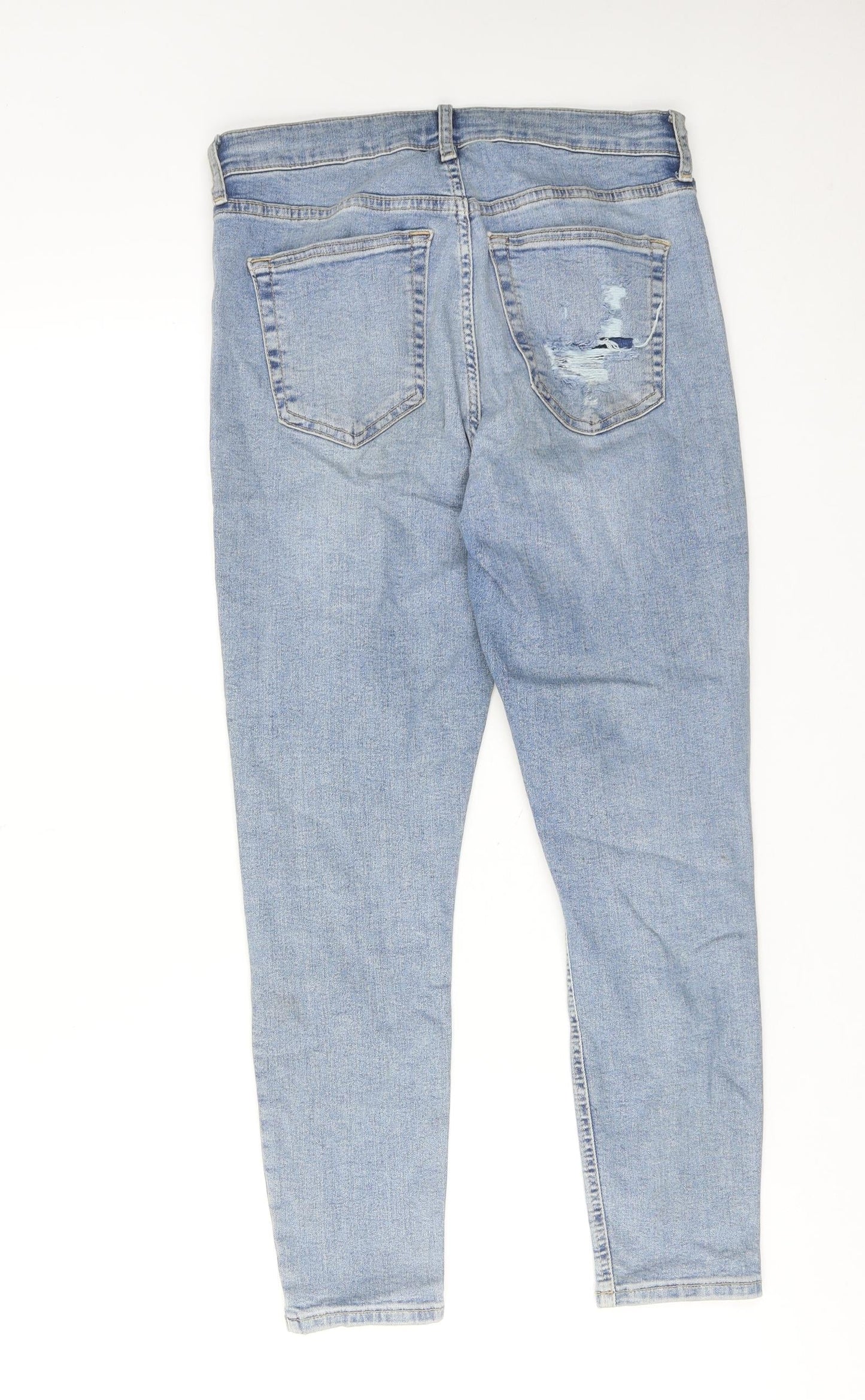 Topshop Womens Blue Cotton Skinny Jeans Size 30 in L28 in Regular Zip
