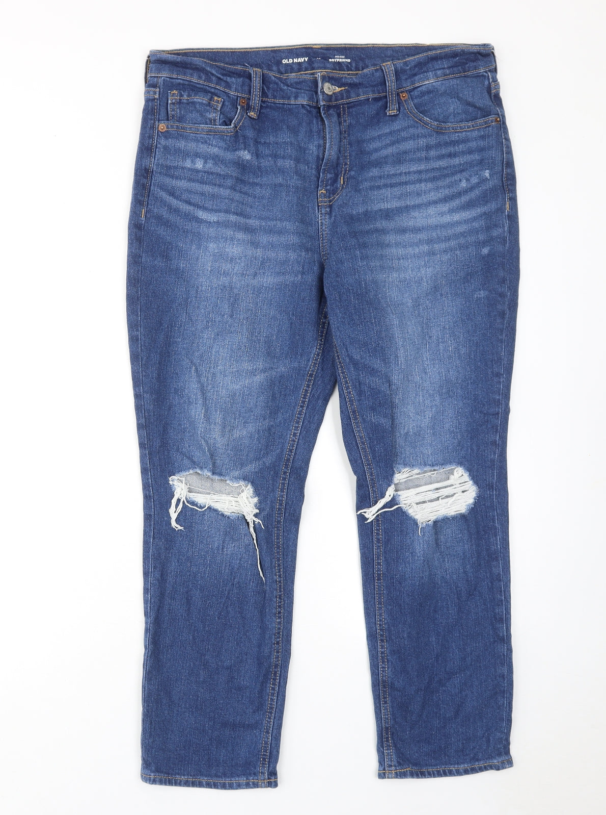 Old Navy Womens Blue Cotton Straight Jeans Size 34 in L25 in Regular Zip