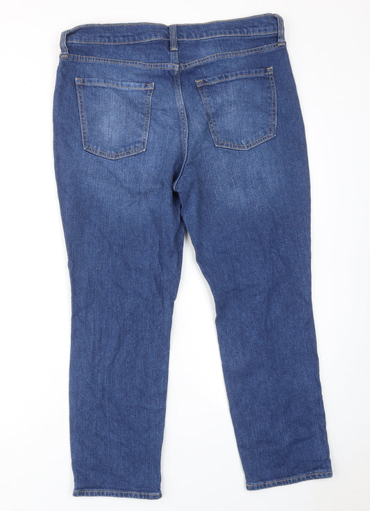 Old Navy Womens Blue Cotton Straight Jeans Size 34 in L25 in Regular Zip