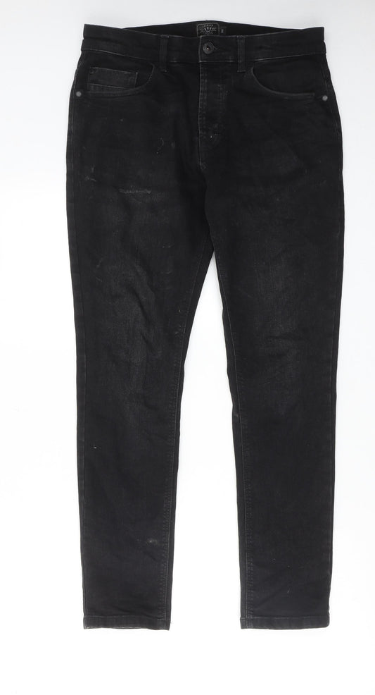 NEXT Mens Black Cotton Skinny Jeans Size 30 in L29 in Regular Zip