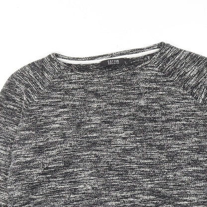 Cotton Brothers Womens Black Round Neck Geometric Cotton Pullover Jumper Size L