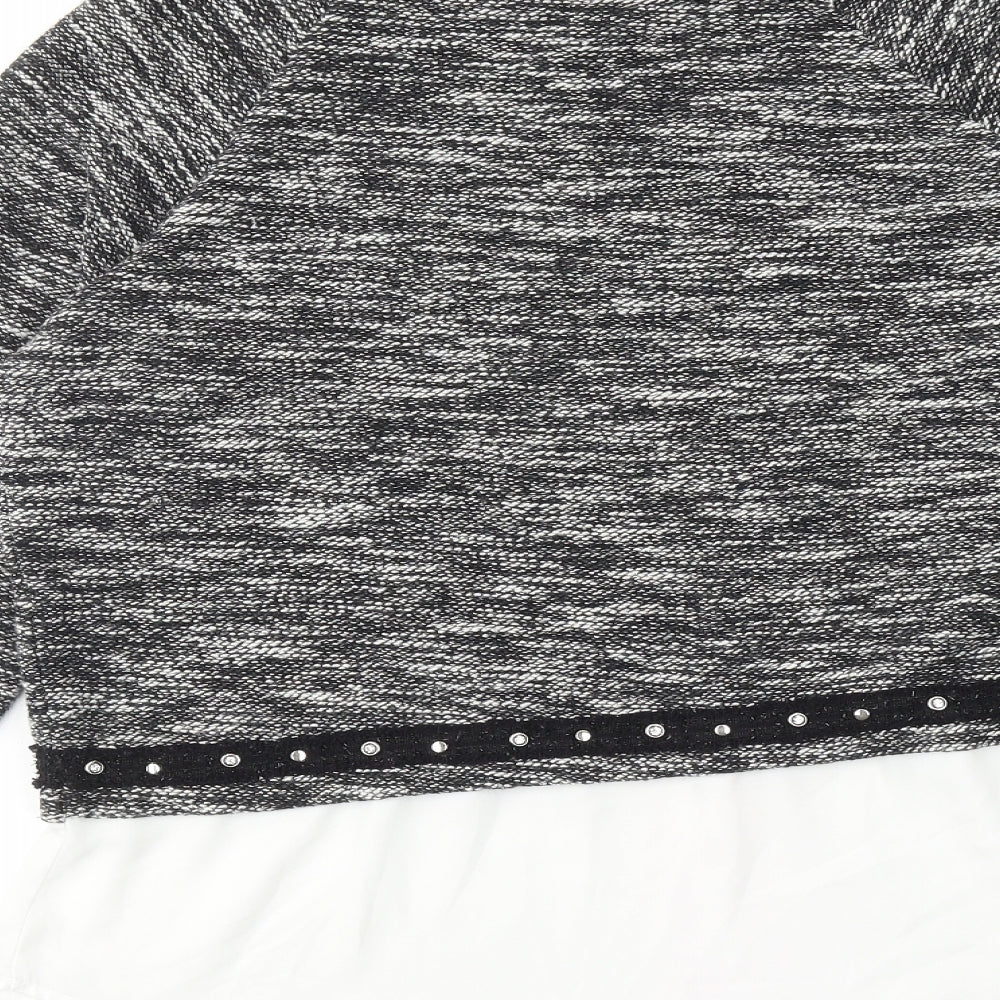 Cotton Brothers Womens Black Round Neck Geometric Cotton Pullover Jumper Size L