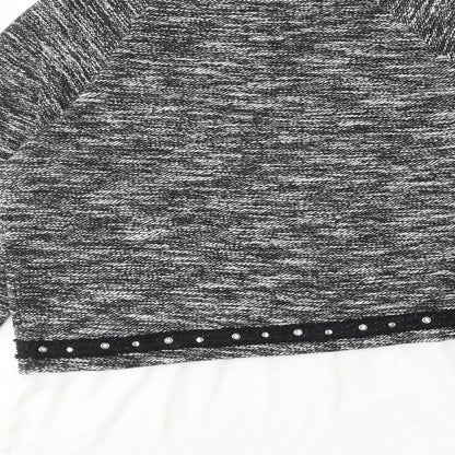 Cotton Brothers Womens Black Round Neck Geometric Cotton Pullover Jumper Size L