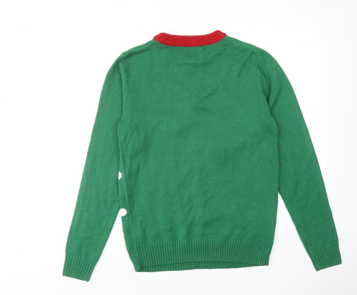NEXT Mens Green Roll Neck Acrylic Pullover Jumper Size S Long Sleeve - Santa Claus Christmas