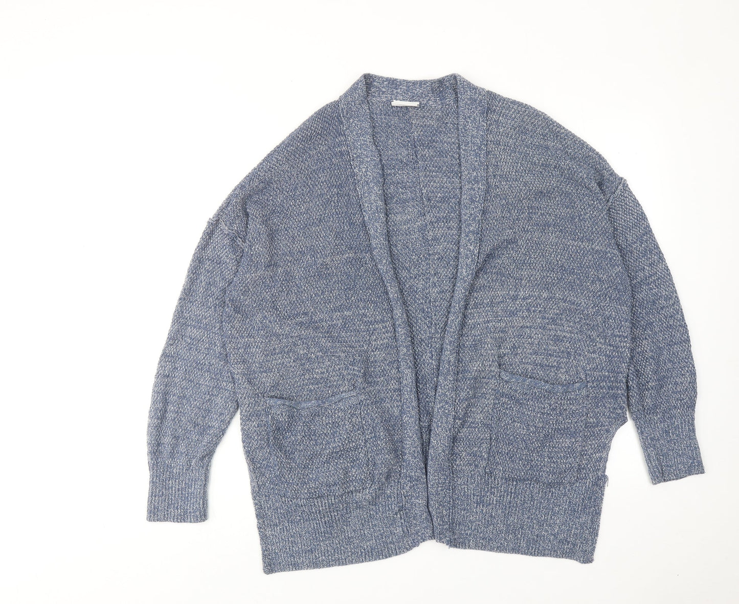 VILA Womens Blue V-Neck Geometric Cotton Cardigan Jumper Size S