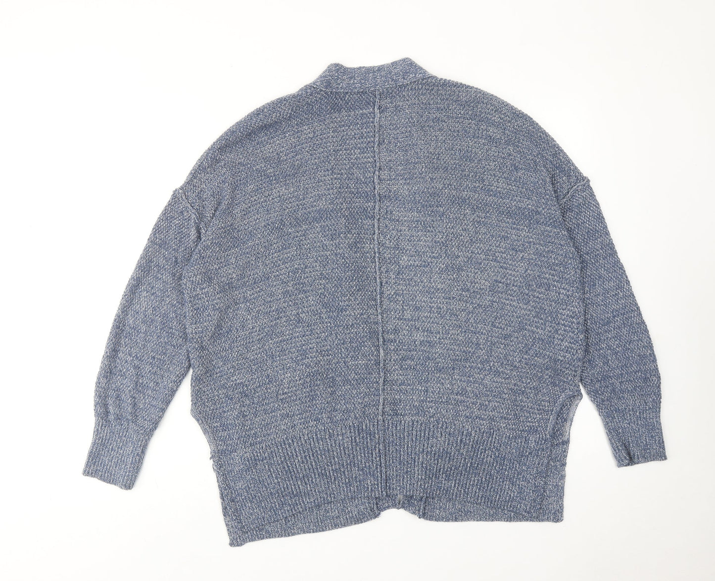 VILA Womens Blue V-Neck Geometric Cotton Cardigan Jumper Size S