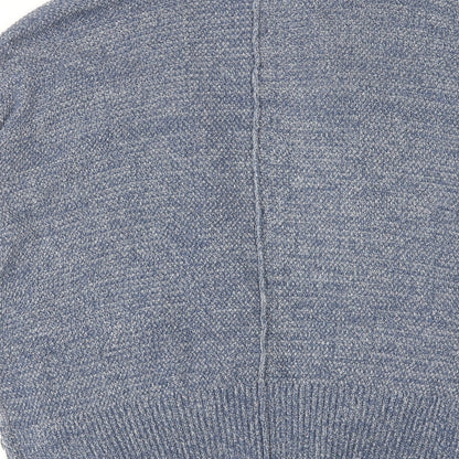 VILA Womens Blue V-Neck Geometric Cotton Cardigan Jumper Size S