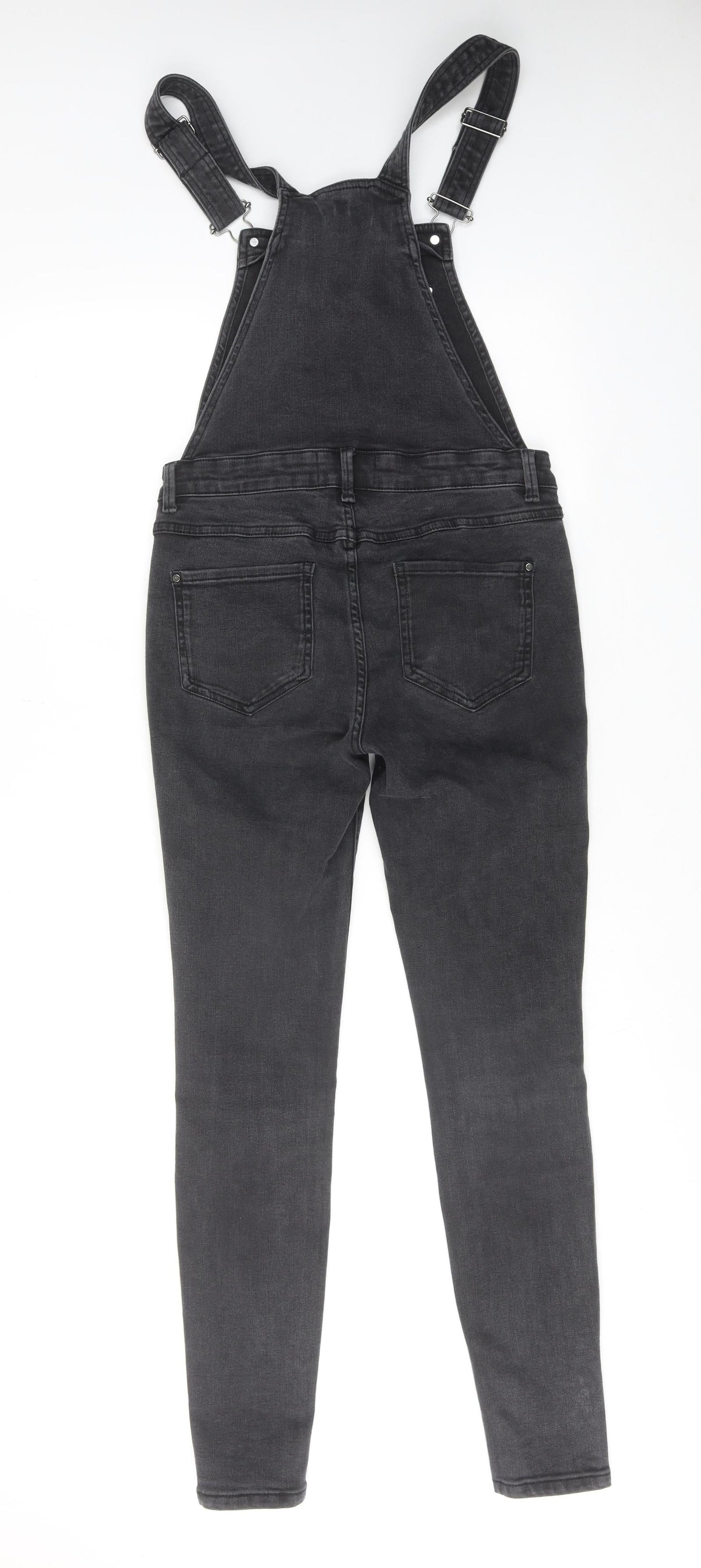 A&G Womens Black Cotton Dungaree One-Piece Size XS L30 in Button