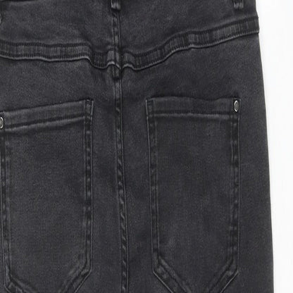 A&G Womens Black Cotton Dungaree One-Piece Size XS L30 in Button