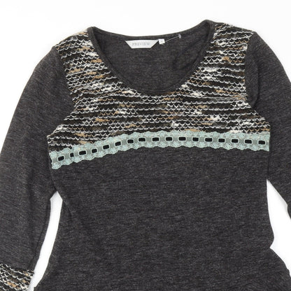 Preview Womens Grey Geometric Acrylic Jumper Dress Size S Scoop Neck Pullover