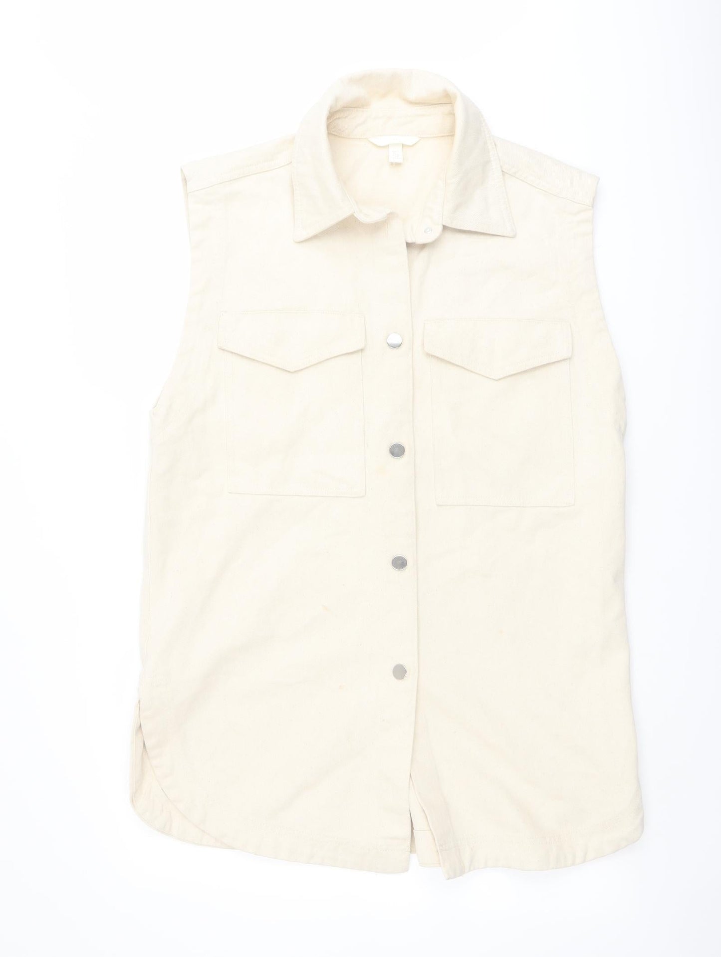 H&M Womens Beige Jacket Waistcoat Size S Button