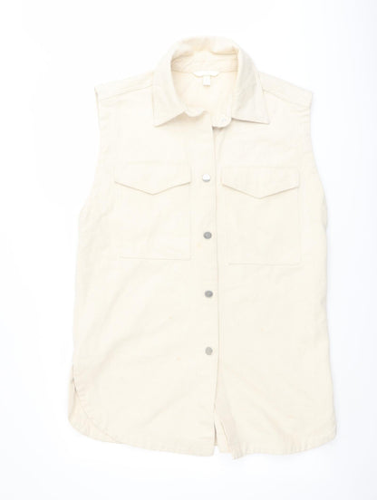 H&M Womens Beige Jacket Waistcoat Size S Button