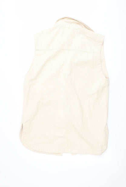 H&M Womens Beige Jacket Waistcoat Size S Button