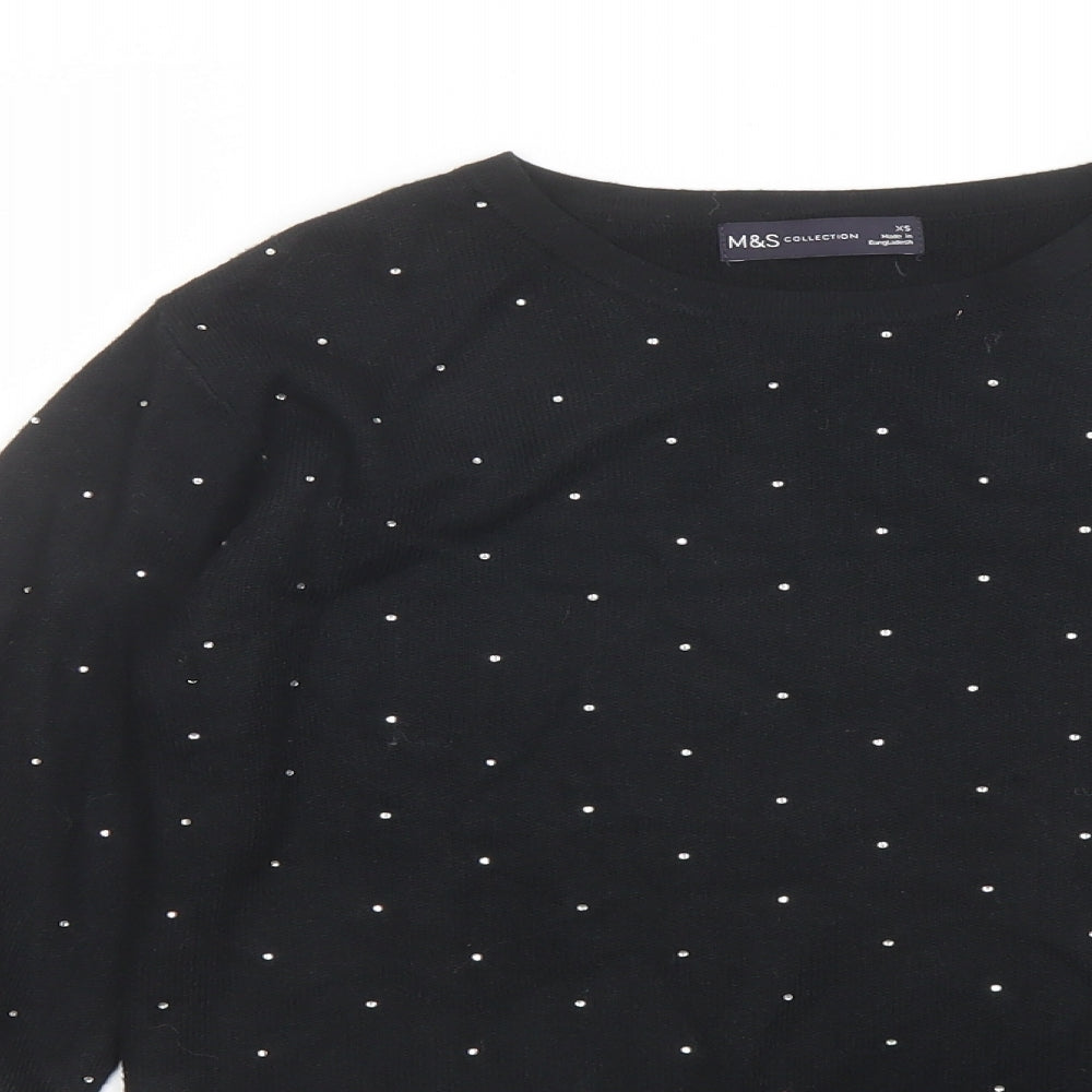 Womens UK Size XS Marks and Spencer Black Pullover Jumper