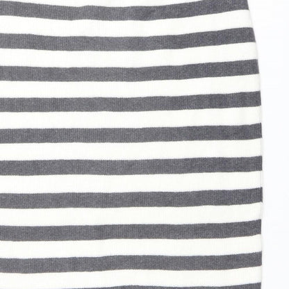 Marks and Spencer Womens Grey Striped Viscose Straight & Pencil Skirt Size L