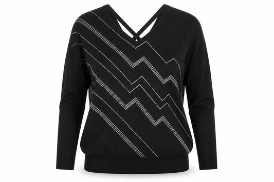 Womens UK Size 12 Star Black Pullover Jumper