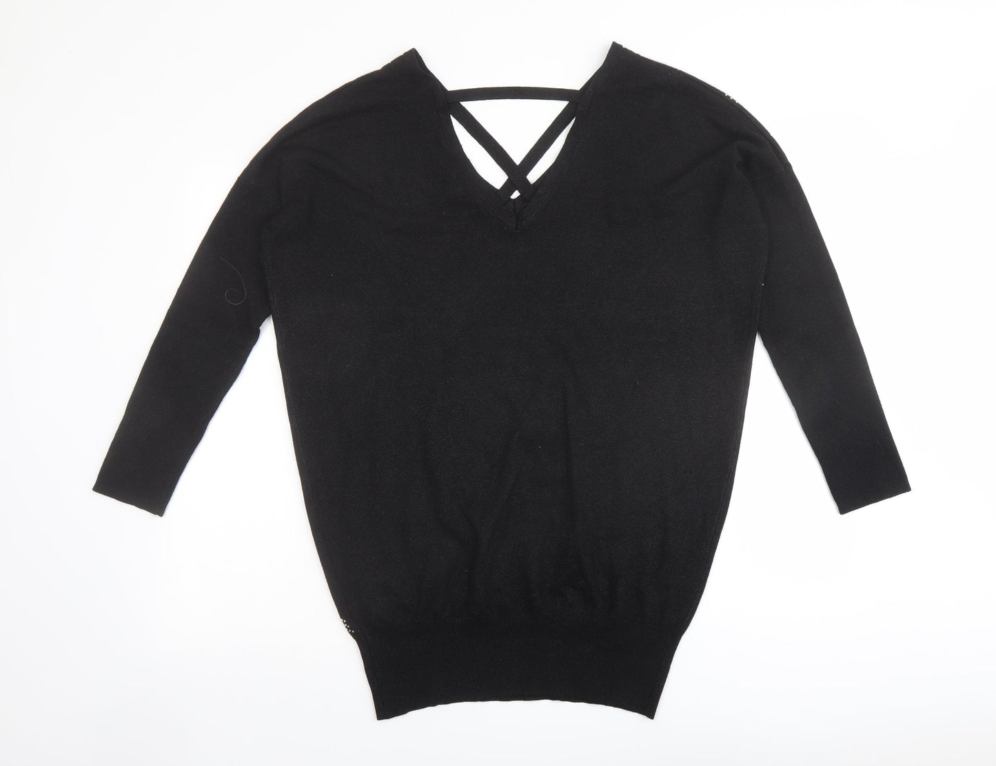 Womens UK Size 12 Star Black Pullover Jumper