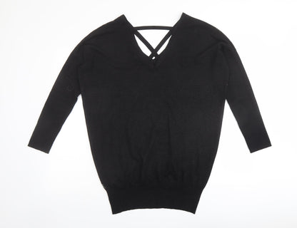 Womens UK Size 12 Star Black Pullover Jumper