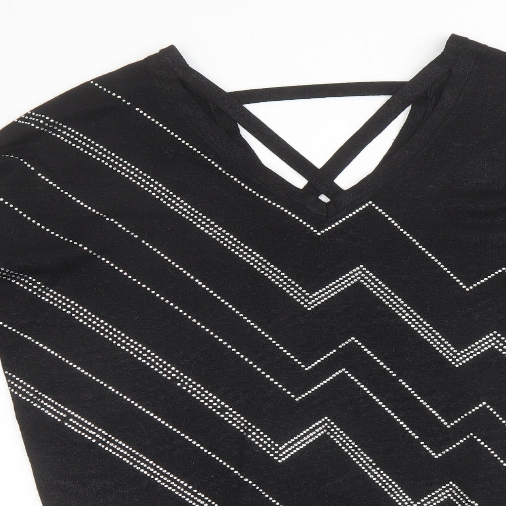 Womens UK Size 12 Star Black Pullover Jumper