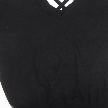 Womens UK Size 12 Star Black Pullover Jumper
