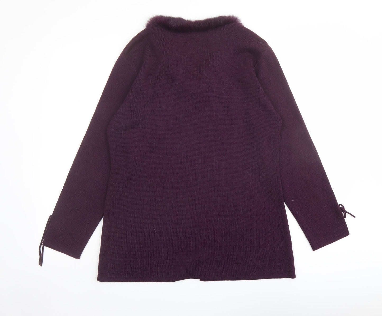 Alterna Womens Purple V-Neck Acrylic Pullover Jumper Size 12 - Feather detail