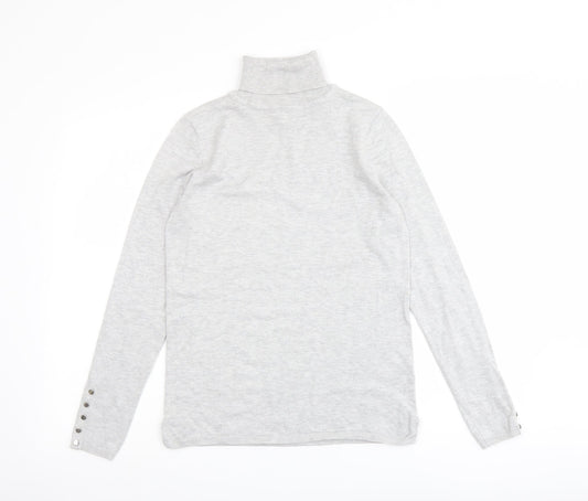 M&Co Womens Grey Roll Neck Viscose Pullover Jumper Size 10