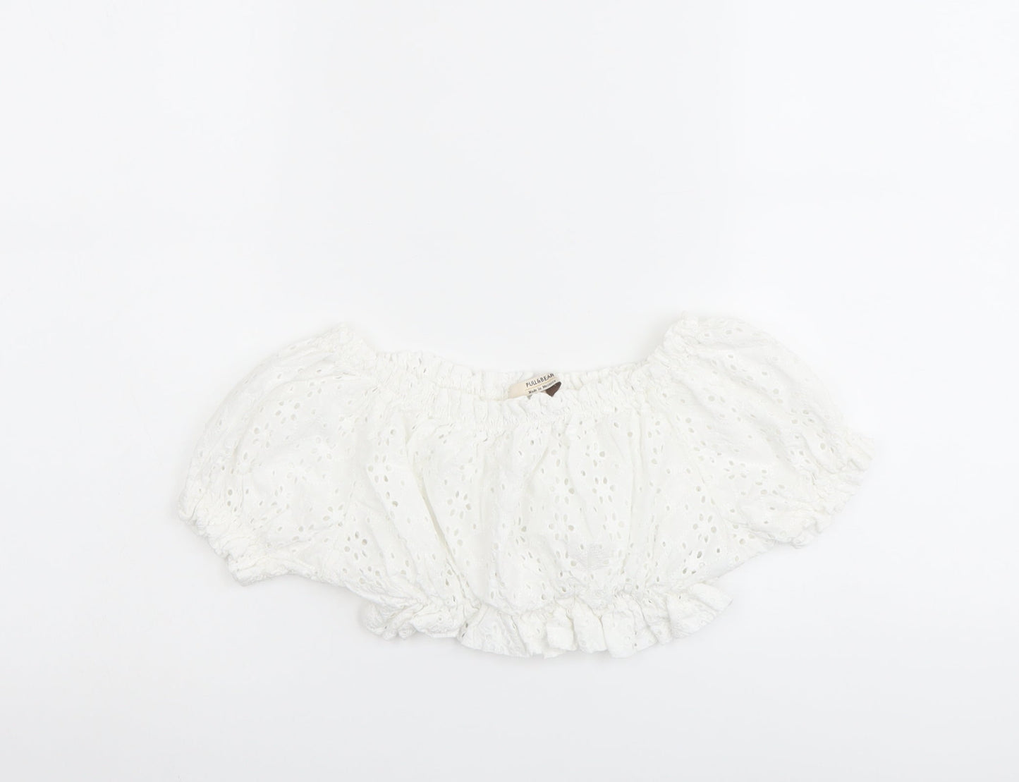Womens UK Size S Pull&Bear White Cropped Blouse