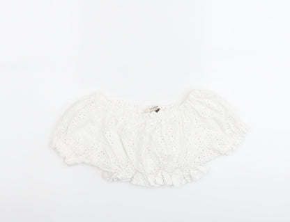 Womens UK Size S Pull&Bear White Cropped Blouse