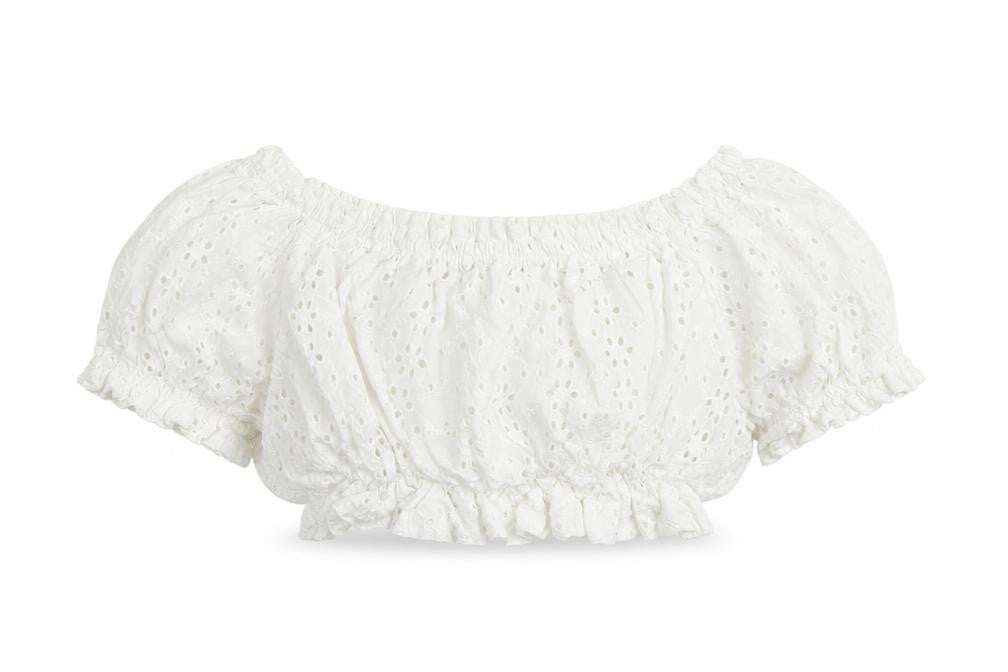 Womens UK Size S Pull&Bear White Cropped Blouse